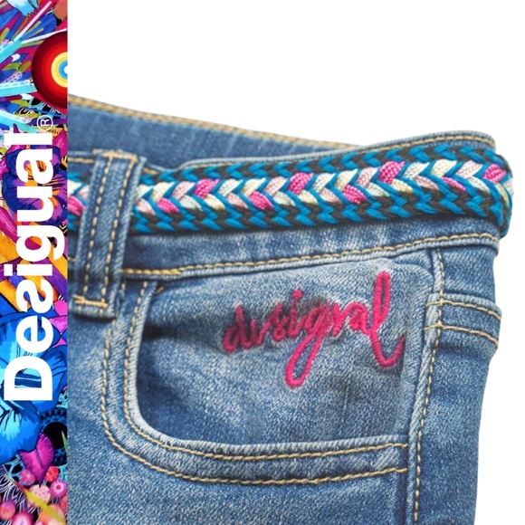 NWT Desigual Girl’s Denim Navy & Floral Skirt || Size 7/8 - Picture 2 of 12